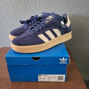 adidas Samba XLG Suede Sneakers in Navy with Cream Stripes